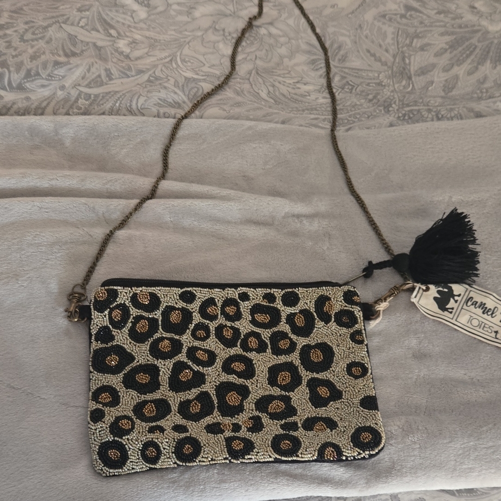 Leopard Print Beaded Bag